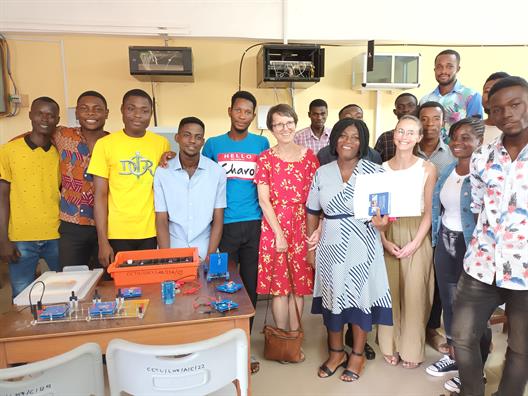 With students and teaching staff of Cape Coast Technical University in the lab of Renewable Energy